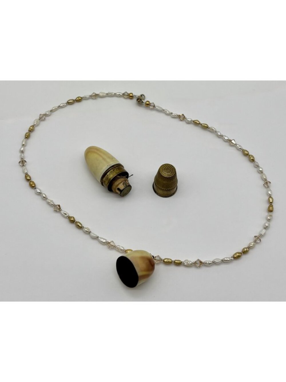 Artisan-Made Freshwater Pearl Swarovski Crystals Necklace W/Vintage Etui Pendant - Picture 11 of 16